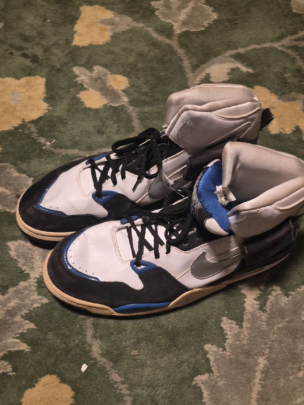 Men's High-Top Athletic Sneakers in White, Black & Blue